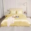 Budget 🛒 3 Pcs Satin Silk Solid Bedding Sets King Gold Tone - PiccoCasa ✔️