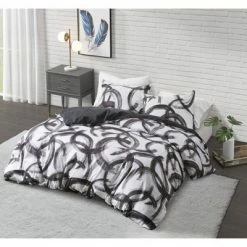 Deals 👍 CosmoLiving By Cosmopolitan Anaya Cotton Printed 3pc Duvet Set Black/white 😀