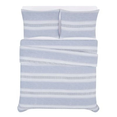 Buy π― Stripe Flannel Duvet Cover Set - London Fog White/blue π€© 3 Buy π― Stripe Flannel Duvet Cover Set - London Fog White/blue π€© - Image 3