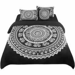 Buy ✔️ 5 Pcs Polyester Bohemian Bedding Sets King Black - PiccoCasa ⌛
