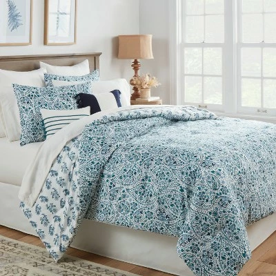 Brand new ⭐ Bancroft Reversible Paisley Print Comforter & Sheet Bedding Set Blue - Threshold™ 🎁 1 Brand new ⭐ Bancroft Reversible Paisley Print Comforter & Sheet Bedding Set Blue - Threshold™ 🎁