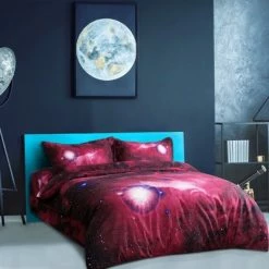Hot Sale ❤️ 4 Pcs Queen Polyester Galaxy Sky Cosmos Night Pattern 3D Printed Bedding Sets Red - PiccoCasa 👍 -Bedding Sets & Collections Sales Shop unnamed file 12848