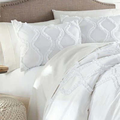 Deals π Anne Ruffle Ogee Duvet Cover Set - Stone Cottage White π 1 Deals π Anne Ruffle Ogee Duvet Cover Set - Stone Cottage White π