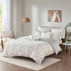 Outlet β€οΈ Ink+Ivy Full/Queen Suri Cotton Jacquard Duvet Set - Gray/blush π