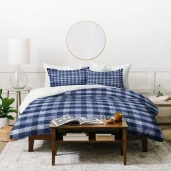 Budget ⌛ Full/Queen Imlada Huaradit Gingham Duvet Set Navy - Deny Designs 🔔