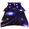 Discount 🔥 4 Pcs Queen Polyester Galaxy Sky Cosmos Night Pattern 3D Printed Bedding Sets Dark Purple - PiccoCasa 🛒