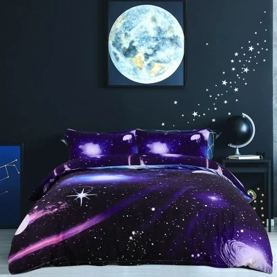 Discount π₯ 4 Pcs Queen Polyester Galaxy Sky Cosmos Night Pattern 3D Printed Bedding Sets Dark Purple - PiccoCasa π 4 Discount π₯ 4 Pcs Queen Polyester Galaxy Sky Cosmos Night Pattern 3D Printed Bedding Sets Dark Purple - PiccoCasa π - Image 4