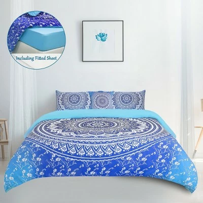 Coupon π― 5 Pcs Polyester Bohemian Bedding Sets Queen Light Blue - PiccoCasa π 2 Coupon π― 5 Pcs Polyester Bohemian Bedding Sets Queen Light Blue - PiccoCasa π - Image 2