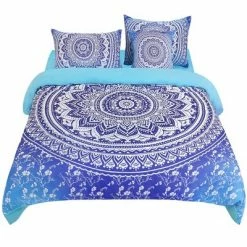 Buy 👏 5 Pcs Polyester Bohemian Bedding Sets King Light Blue - PiccoCasa 🌟
