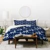 Best deal 🤩 King Heather Dutton Dashing Through The Snow Deer Navy Duvet Cover Set Blue - Deny Designs 👍