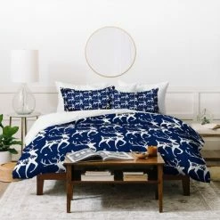 Best deal π€© King Heather Dutton Dashing Through The Snow Deer Navy Duvet Cover Set Blue - Deny Designs π