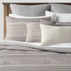 Best Sale ❤️ Cedarbrook Chambray Matelasse Stripe Comforter & Sheet Bedding Set Gray - Threshold™ 🔔 -Bedding Sets & Collections Sales Shop unnamed file 1299
