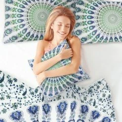 Cheapest 🔔 5 Pcs Polyester Bohemian Bedding Sets Queen White and Green - PiccoCasa 👍 -Bedding Sets & Collections Sales Shop unnamed file 13005