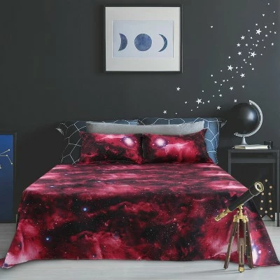 Flash Sale π 3 Pcs Polyester Galaxy Sky Cosmos Night Bedding Sets Full Red - PiccoCasa π― 2 Flash Sale π 3 Pcs Polyester Galaxy Sky Cosmos Night Bedding Sets Full Red - PiccoCasa π― - Image 2