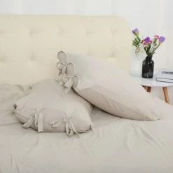 Budget 🎉 3 Pcs Washed Cotton Solid with Bowknot Closure Design Bedding Sets King Tan - PiccoCasa ✔️ -Bedding Sets & Collections Sales Shop unnamed file 13025