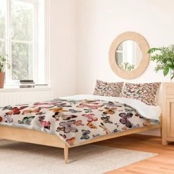 Cheapest π₯ Ninola Design Butterflies Wings Countryside 100% Cotton Duvet Set - Deny Designs White π