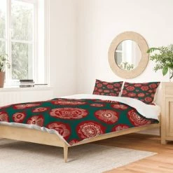 Coupon β Gabriela Fuente Time 4 Christmas Duvet Cover & Sham Set - Deny Designs Red π