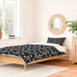 Best Pirce 😀 Natalie Baca Clover & Dandelion Duvet Cover & Sham Set - Deny Designs Navy ⌛