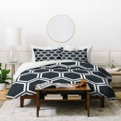 Best reviews of 👏 The Old Art Studio Hexagon Duvet Set - Deny Designs Black/white 🧨