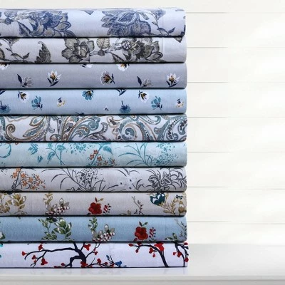 Budget π Leilani Floral Printed Flannel Oversized Duvet Cover Set - Tribeca Living Blue π 2 Budget π Leilani Floral Printed Flannel Oversized Duvet Cover Set - Tribeca Living Blue π - Image 2