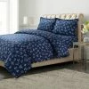 Budget ✨ Eva Floral Printed Flannel Oversized Duvet Cover Set - Azores Home Slate Blue 🎉