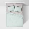 Deals 🎉 Mint with Light Gray Sheets Solid Microfiber T/XLT 5 Piece Bed Set with Sheets - Room Essentials™ 👍