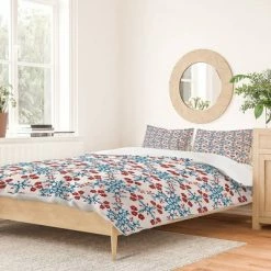 Coupon β Belle13 Retro Floral Pattern Duvet Set - Deny Designs Blue/red π₯