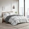 Promo 🛒 3pc Carter Plaid Reversible Duvet Cover & Sham Set - Clean Spaces White/gray 👍