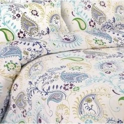 Brand new ❤️ Paisley Garden Cotton Flannel Printed Oversized Duvet Set - Tribeca Living Multicolored 🛒