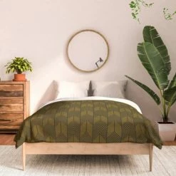 Outlet ⭐ Long Arrow Cotton Duvet & Sham Set - Deny Designs Green 💯