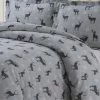 Discount 🌟 Checkered Buck Heavyweight Cotton Flannel Printed 3pc Oversized Duvet Set - Tribeca Living Gray 🔥