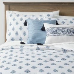 Discount 💯 Norwood Block Print with Border Comforter Bedding Set White/Blue - Threshold™ 🤩 -Bedding Sets & Collections Sales Shop unnamed file 1375
