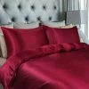 New 👍 3 Pcs Silk Satin Solid Reversible Bed Duvet Cover Set - PiccoCasa 🧨