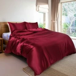 New 👍 3 Pcs Silk Satin Solid Reversible Bed Duvet Cover Set - PiccoCasa 🧨 -Bedding Sets & Collections Sales Shop unnamed file 13970
