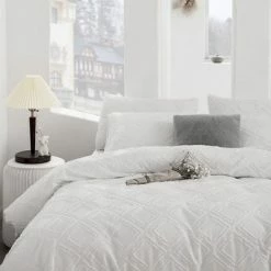 Best Sale π₯ Peace Nest Clipped Jacquard Geometric Duvet Cover & Pillowcase Set βοΈ