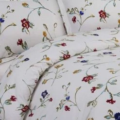 New 🎉 Floral Garden Cotton Flannel Printed Oversized Duvet Set - Tribeca Living Multicolored 💯