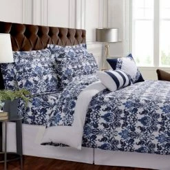 New 🎁 Catalina 300tc Cotton Percale Printed Oversize Duvet Set 5pc - Tribeca Living® 🔥