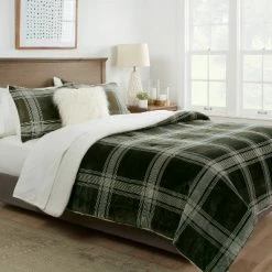 Best deal 💯 Sherpa & Plush Reversible Plaid Comforter & Sham Set - Threshold&#153 Gray/cream ❤️