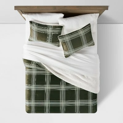 Best deal 💯 Sherpa & Plush Reversible Plaid Comforter & Sham Set - Threshold™ Gray/cream ❤️ 2 Best deal 💯 Sherpa & Plush Reversible Plaid Comforter & Sham Set - Threshold™ Gray/cream ❤️ - Image 2