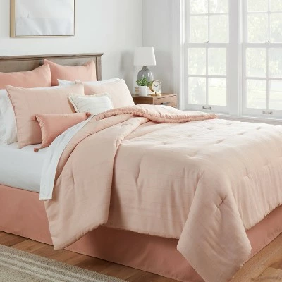 Promo ⌛ Clarion Simple Stripe Comforter Bedding Set Terracotta/Salmon Pink - Threshold™ ✨ 1 Promo ⌛ Clarion Simple Stripe Comforter Bedding Set Terracotta/Salmon Pink - Threshold™ ✨