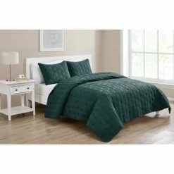 Outlet 🔥 Kaleidoscope Embossed Geometric 3pc Quilt Set - VCNY Gold ⭐