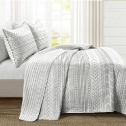 Budget ✔️ Lush Decor 3pc Hygge Geo Quilt Set - Lush Décor Gray 🧨