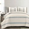 Outlet 🤩 Lush Decor 3pc Farmhouse Stripe Quilt - Lush Décor Blue ✔️
