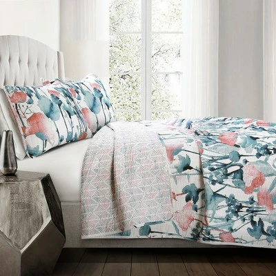 Wholesale 🛒 Lush Decor Blue & Coral Zuri Floral Quilt Set - Lush Décor ⭐ 1 Wholesale 🛒 Lush Decor Blue & Coral Zuri Floral Quilt Set - Lush Décor ⭐