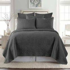 Brand new 🌟 Solid Quilt and Sham Set - The Industrial Shop Dark Gray ❤️ -Bedding Sets & Collections Sales Shop unnamed file 14226