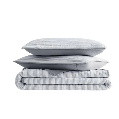 Discount π Niari Yarn Dye Stripe Quilt Set - Brooklyn Loom Blue π 2 Discount π Niari Yarn Dye Stripe Quilt Set - Brooklyn Loom Blue π - Image 2