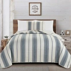Outlet 🔔 Great Bay Home Wesley Reversible Striped Quilt Set 👍