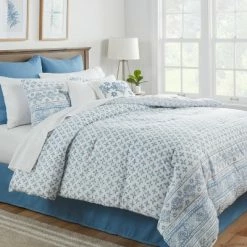 Deals ✔️ Sorrento Block Print Comforter Bedding Set Light Blue - Threshold™ 🔥