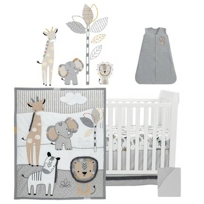 Buy ⌛ Lambs & Ivy Jungle Safari Gray/Tan/White Nursery 6-Piece Baby Crib Bedding Set ❤️ 1 Buy ⌛ Lambs & Ivy Jungle Safari Gray/Tan/White Nursery 6-Piece Baby Crib Bedding Set ❤️