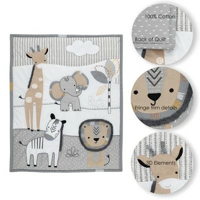 Buy ⌛ Lambs & Ivy Jungle Safari Gray/Tan/White Nursery 6-Piece Baby Crib Bedding Set ❤️ 3 Buy ⌛ Lambs & Ivy Jungle Safari Gray/Tan/White Nursery 6-Piece Baby Crib Bedding Set ❤️ - Image 3